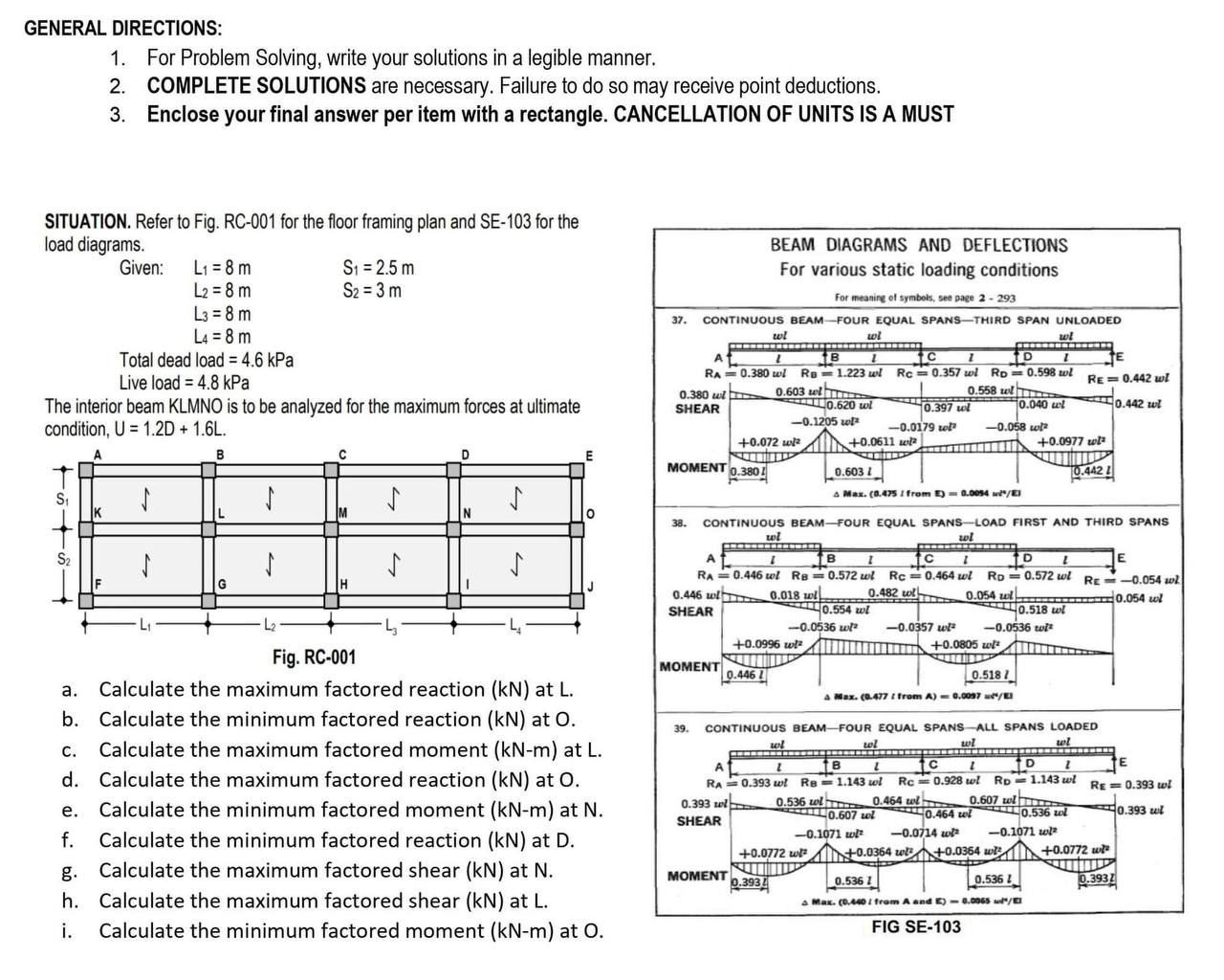 GENERAL DIRECTIONS: For Problem Solving, write