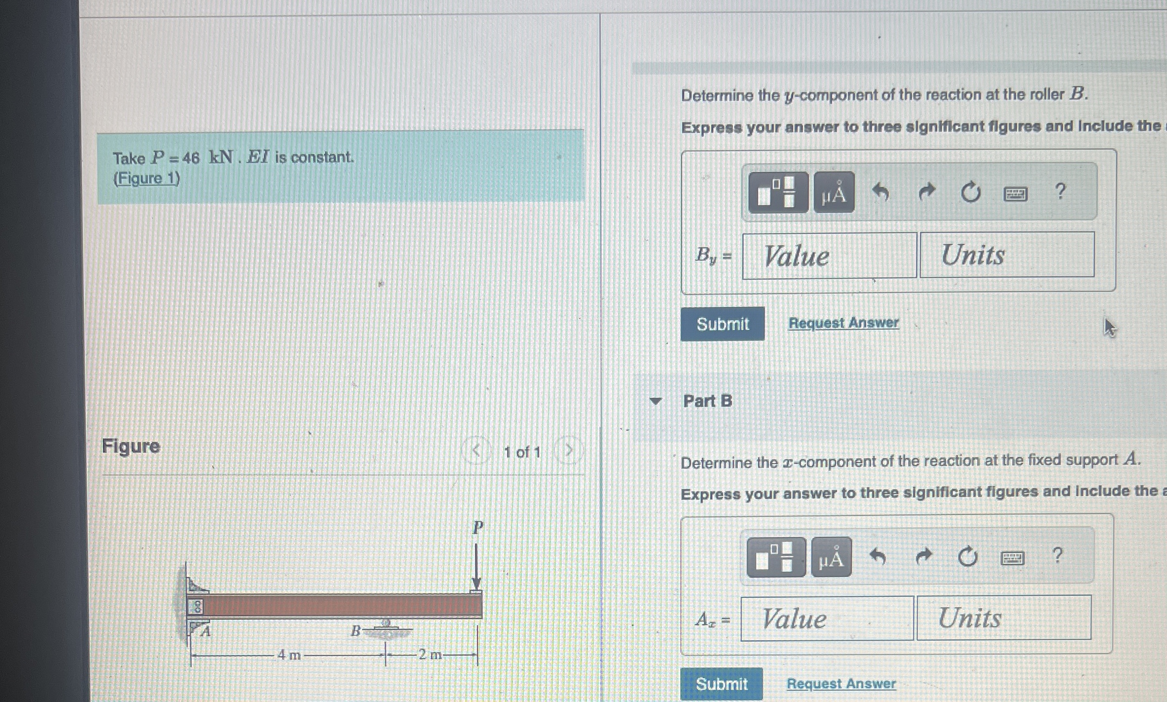 Take P = 4 6 k N . E I is constant. ( Figure 1 )