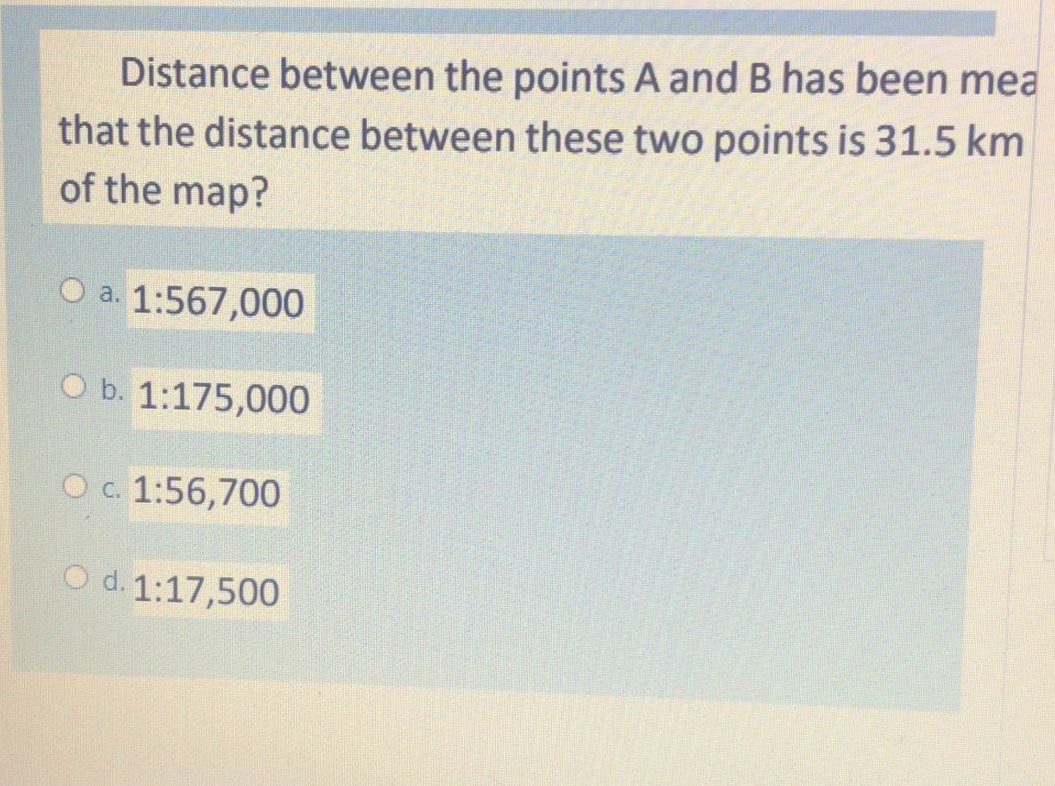 Distance between the points A and B has been mea