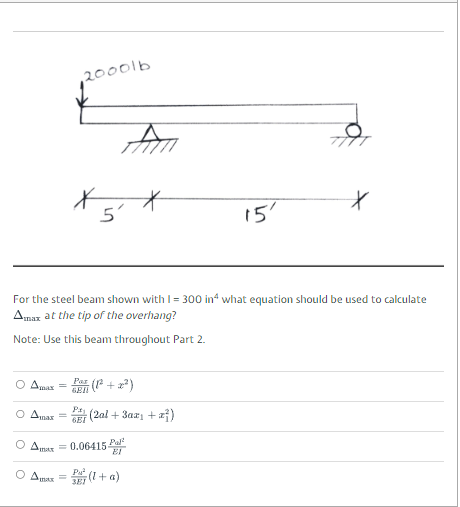For the above beam, what equation should be used