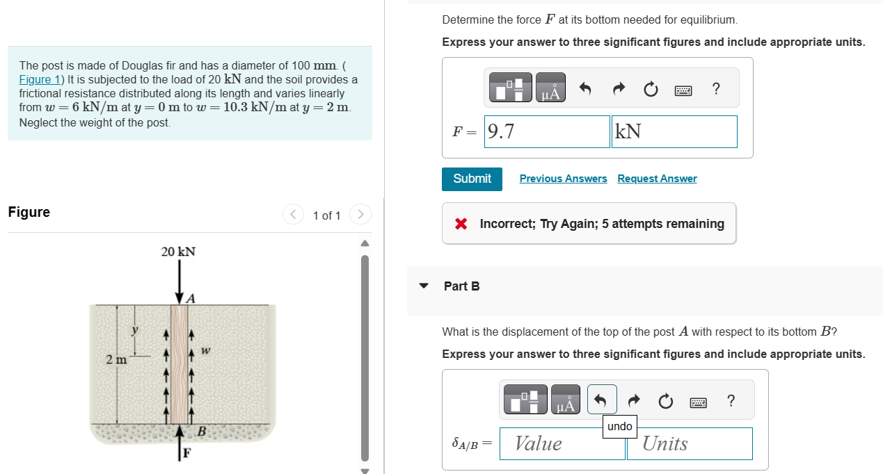 Determine the force F at its bottom needed for