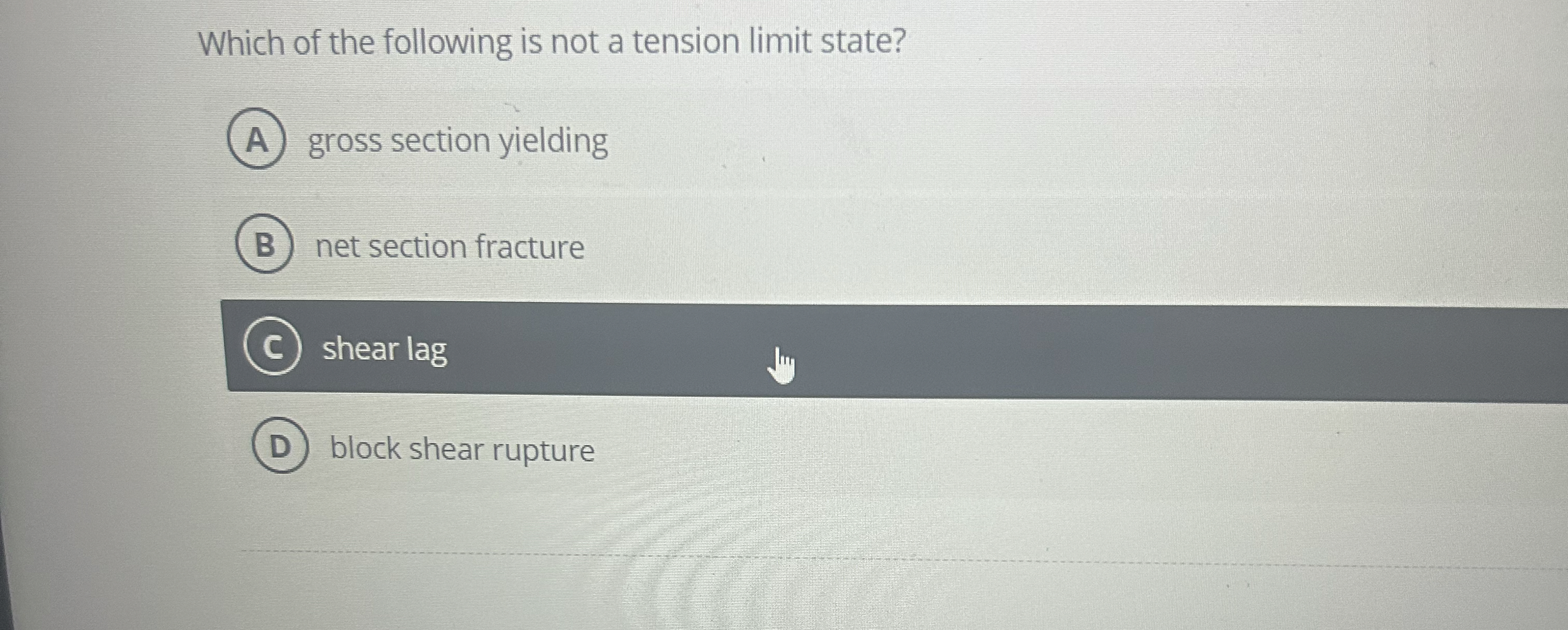 Which of the following is not a tension limit
