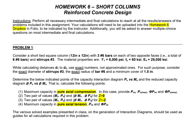HOMEWORK 6 - SHORT COLUMNS ( Intermediate and