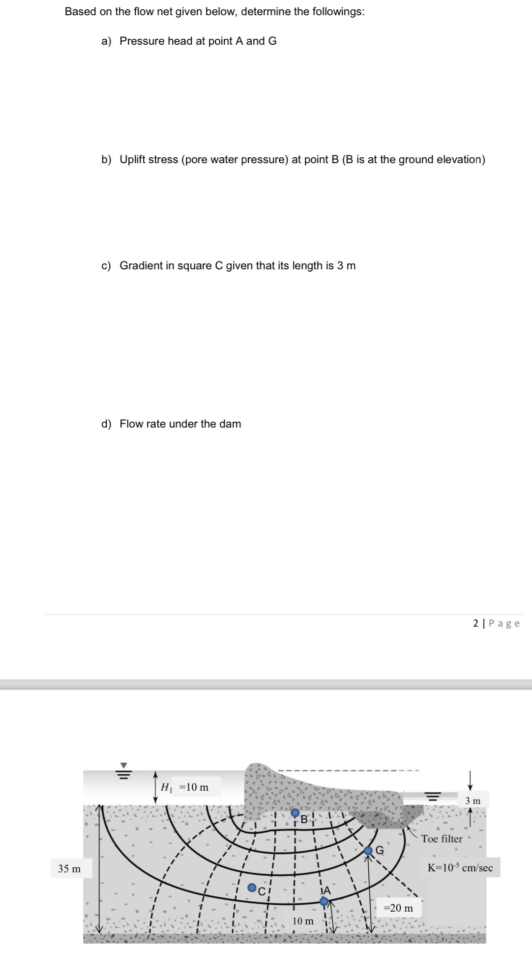 Based on the flow net given below, determine the