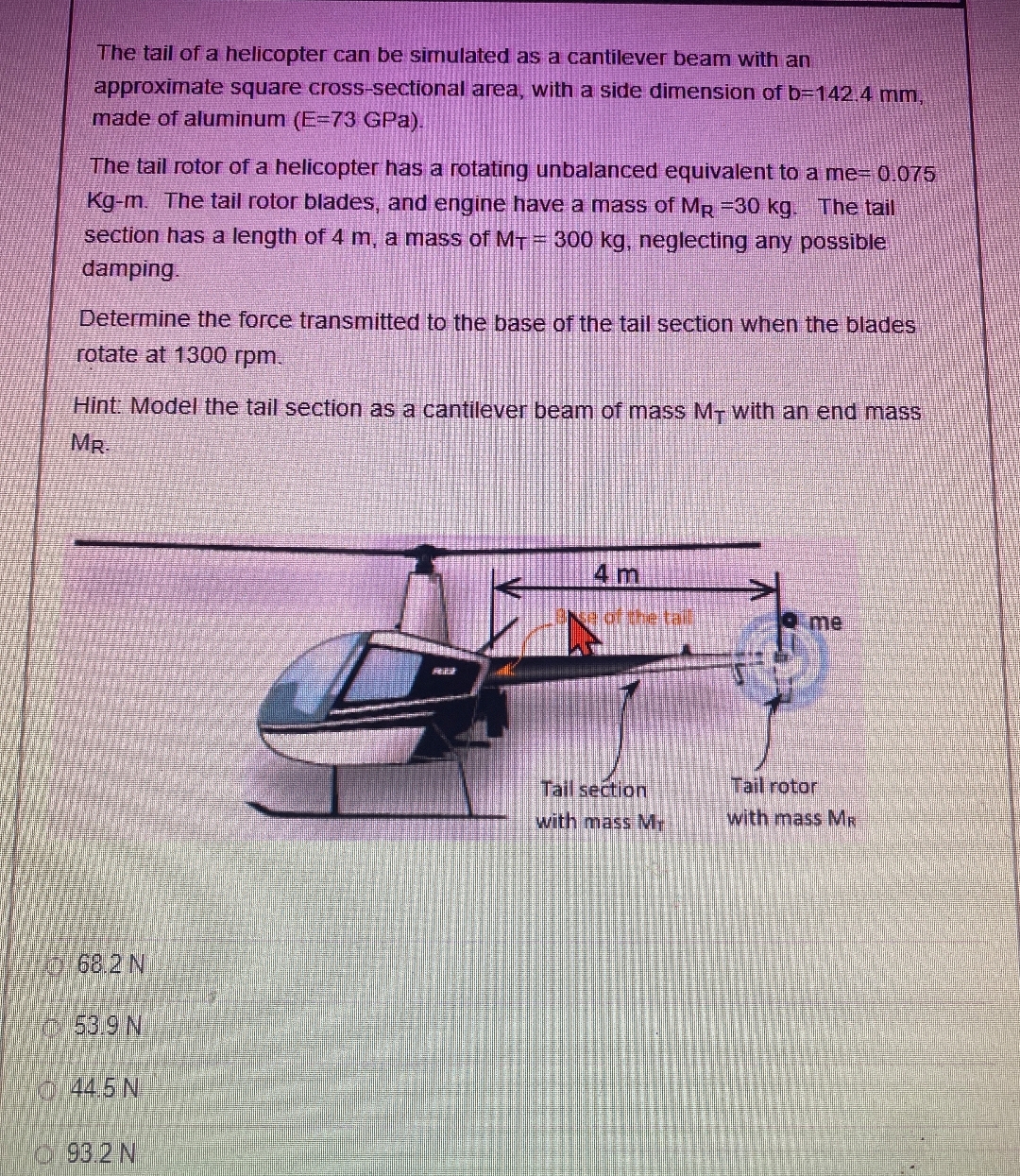 The tail of a helicopter can be simulated as a