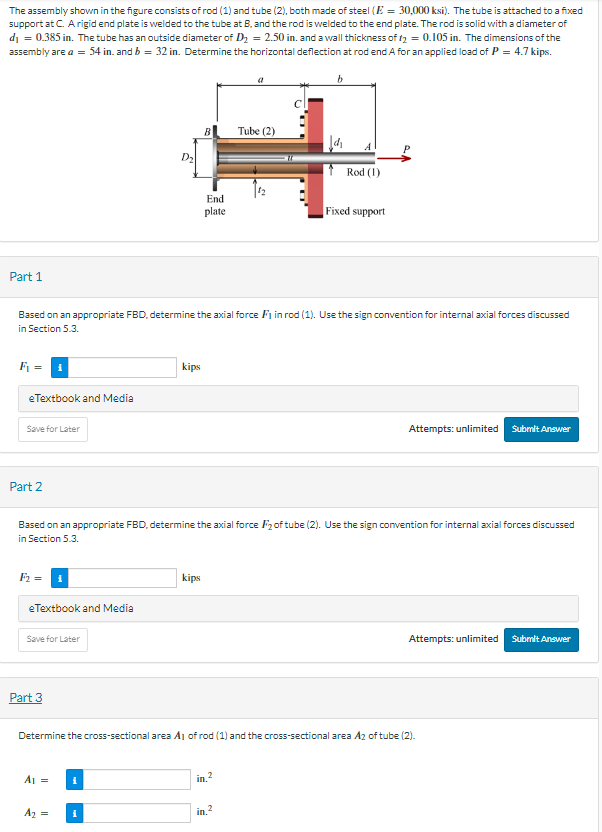 The assembly shown in the figure consists of rod