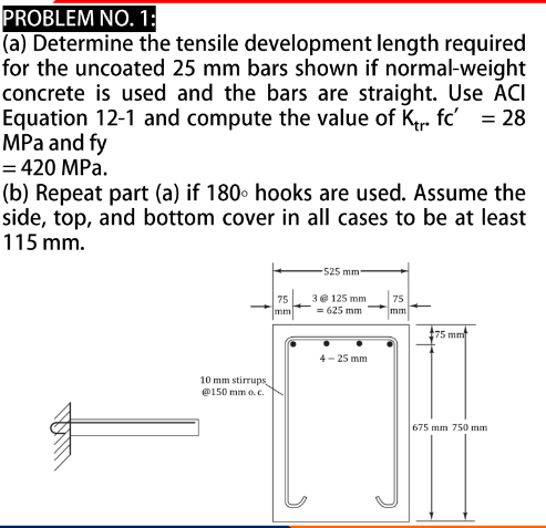PROBLEM NO . 1 : ( a ) Determine the tensile