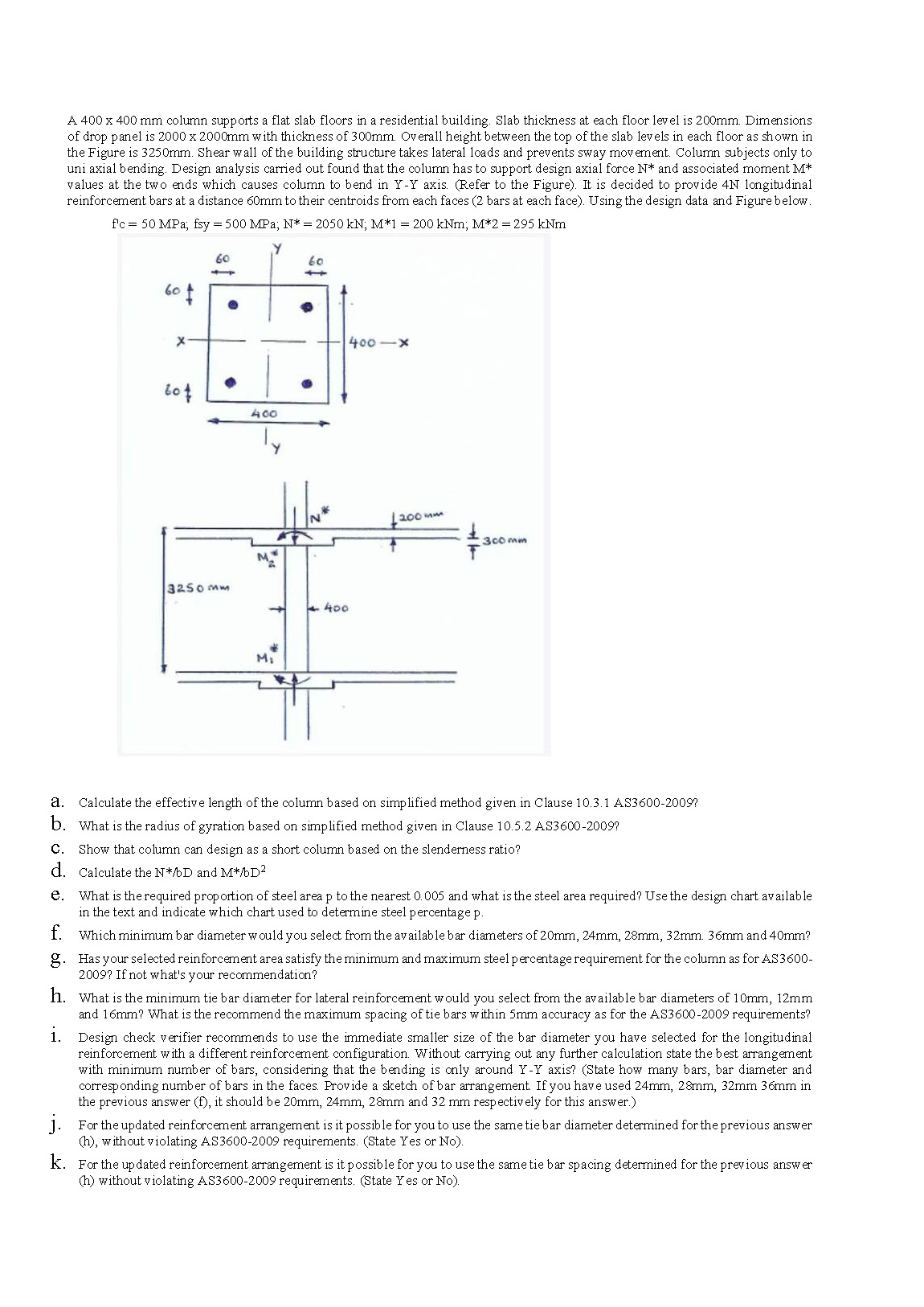 A 4 0 0 4 0 0 m m column supports a flat slab