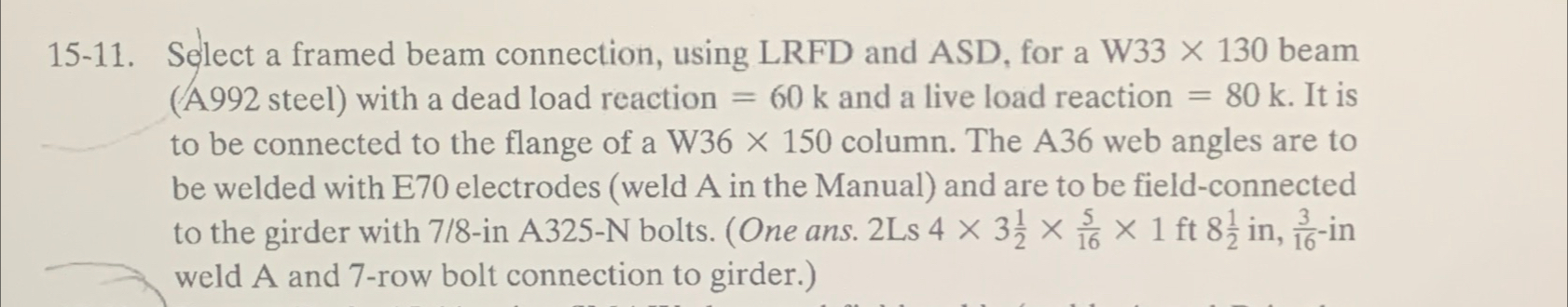 1 5 - 1 1 . Select a framed beam connection,