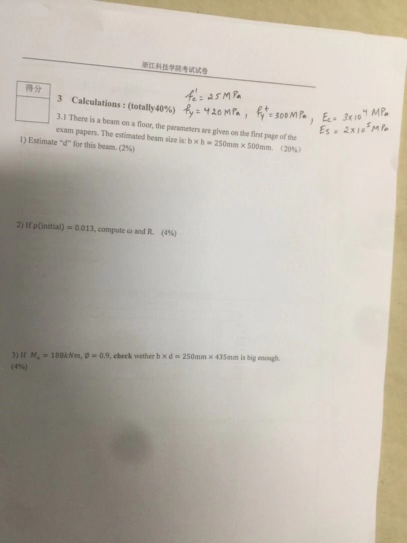 f e ' = 2 5 MPa 4 0 % an floor, the parameters