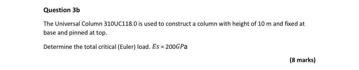 Question 3 b The Universal Column 3 1 0 UC 1 1 8