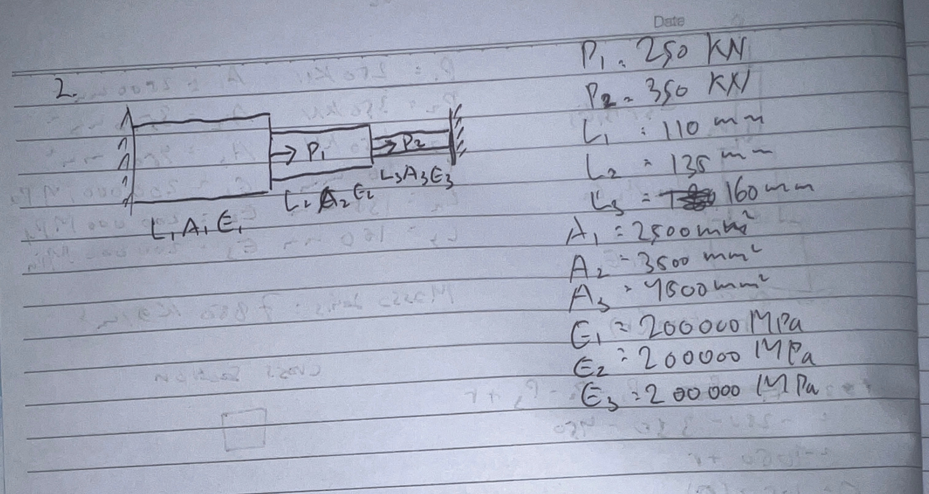 Dats 2 . P 1 = 2 5 0 k N P 2 = 3 5 0 k N L 1 = 1