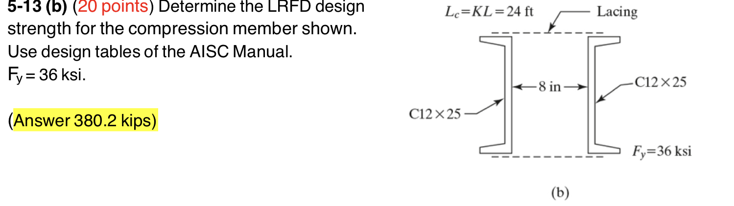 5 - 1 3 ( b ) ( 2 0 points ) Determine the LRFD