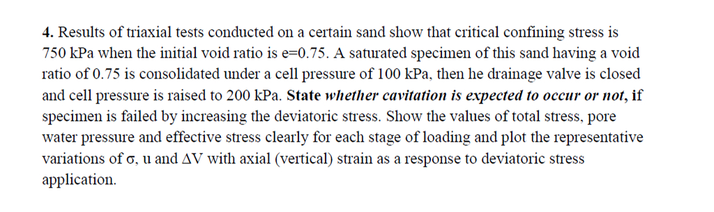 Results of triaxial tests conducted on a certain