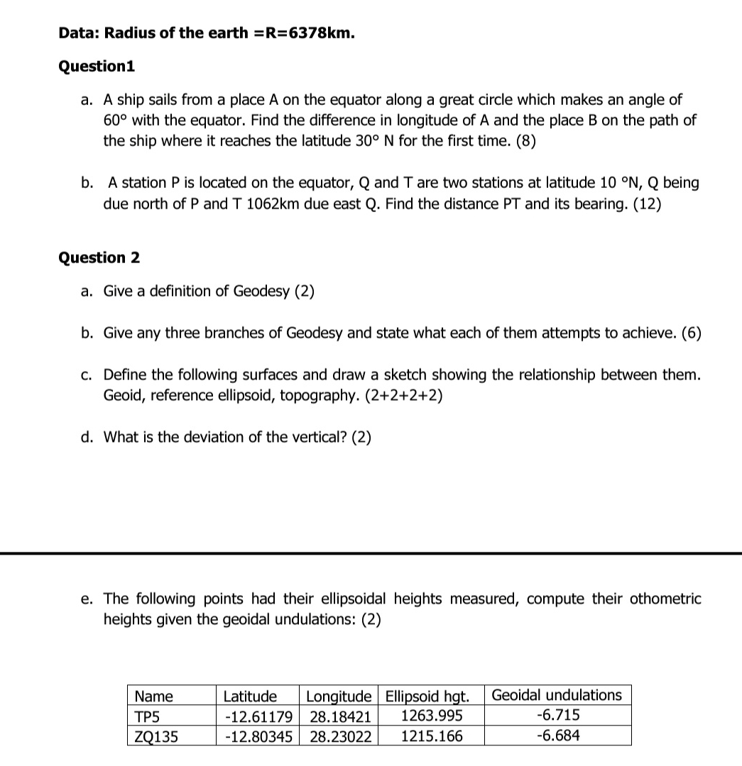 Data: Radius of the earth = R = 6 3 7 8 k m .