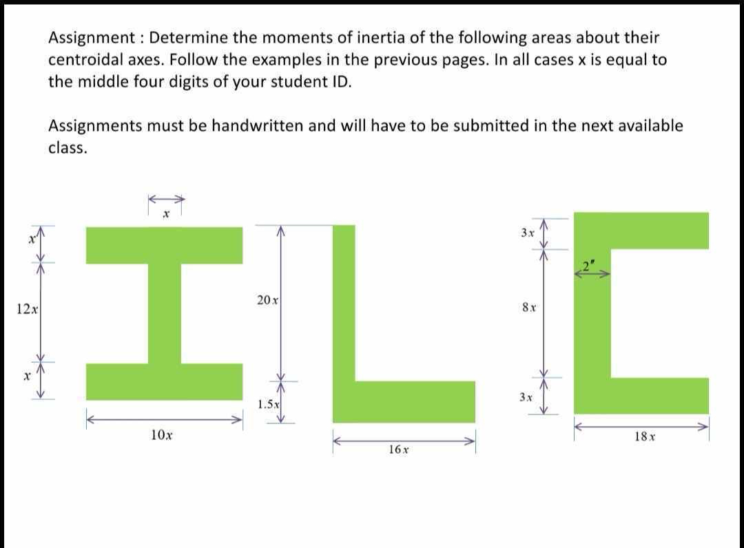 Determine the moments of inertia of the following
