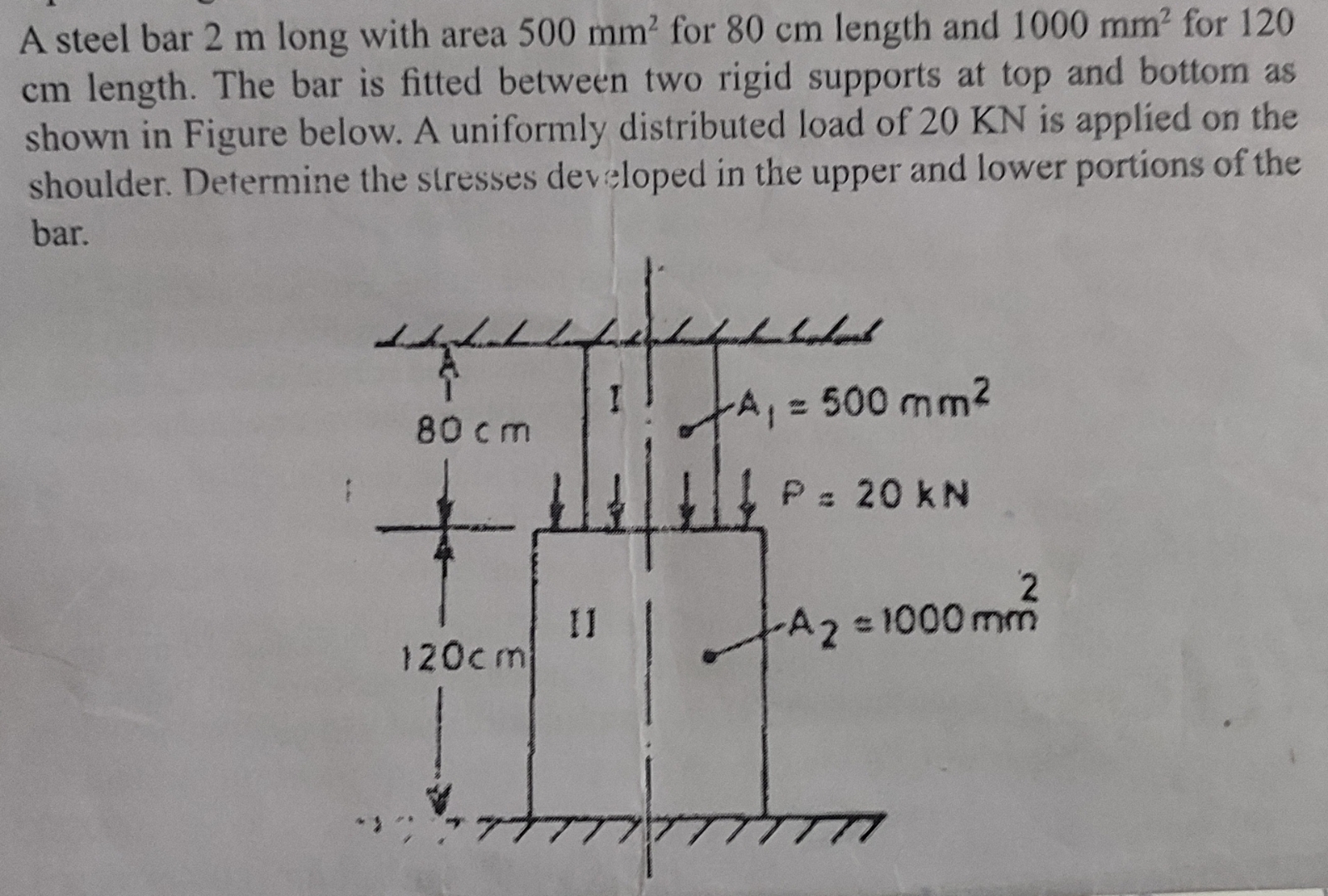 A steel bar 2 m long with area 5 0 0 m m 2 for 8