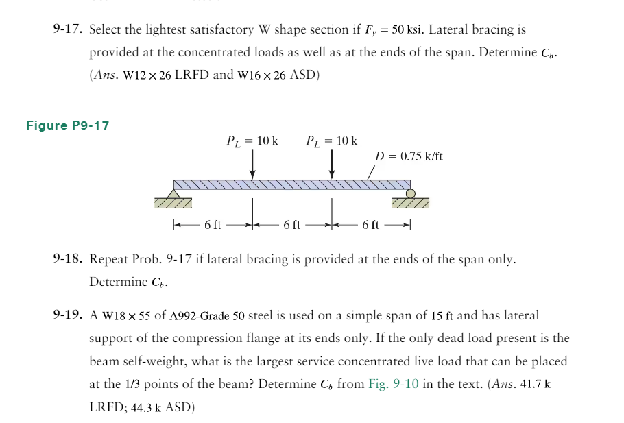 Problem 9 - 1 8 Do only LRFD . Address only