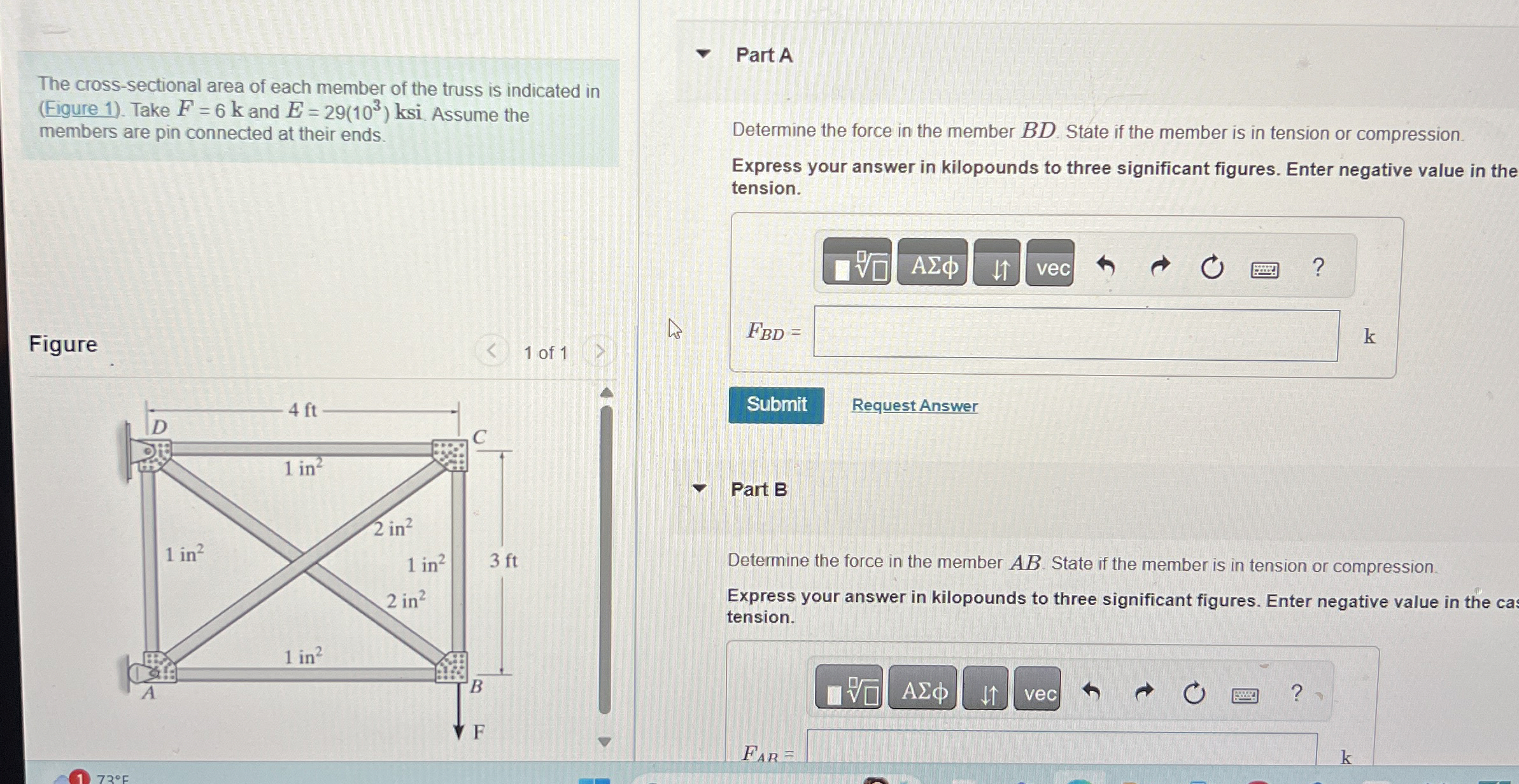 The cross - sectional area of each member of the