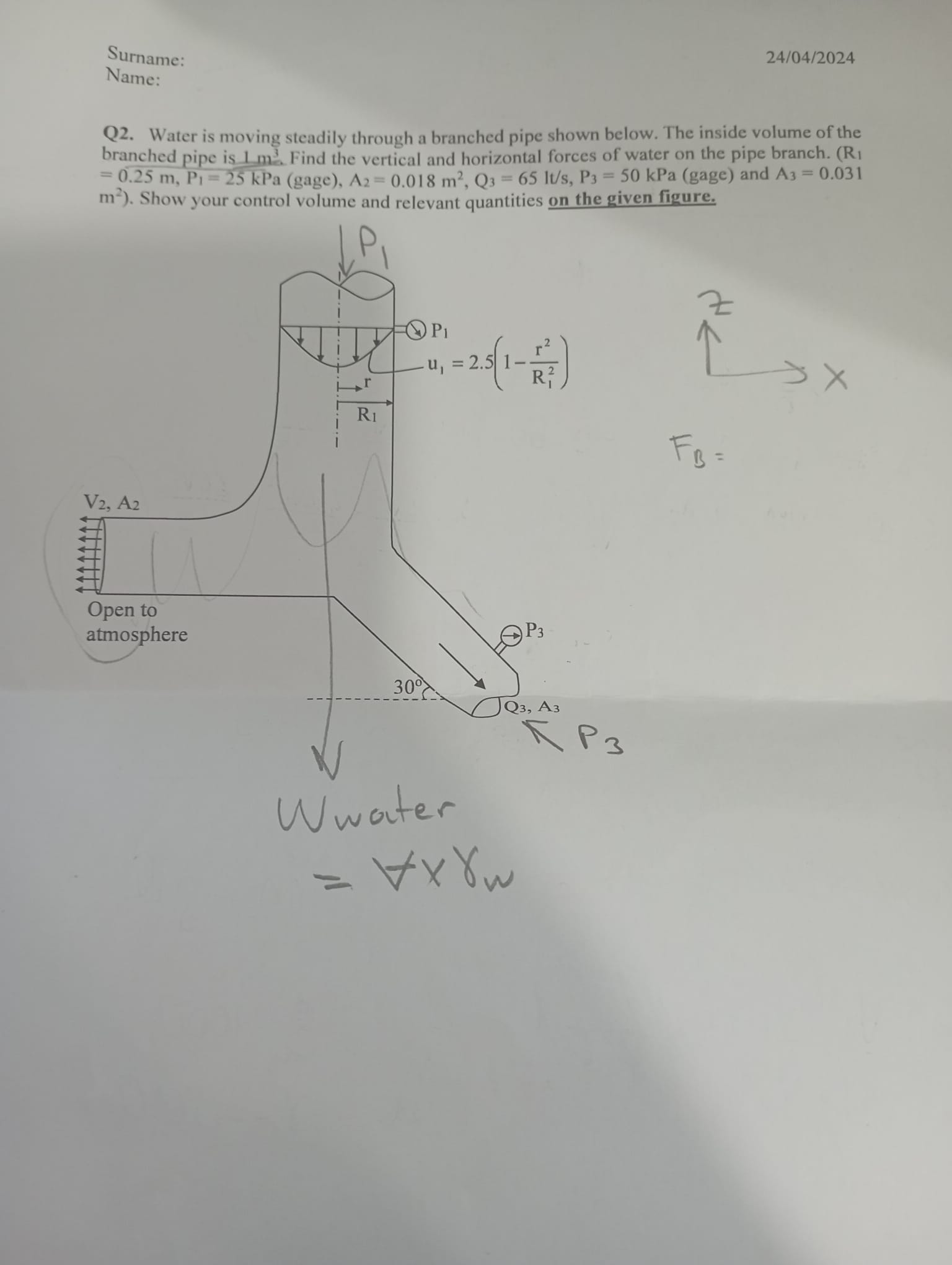 Surname: 2 4 / 0 4 / 2 0 2 4 Name: Q 2 . Water is