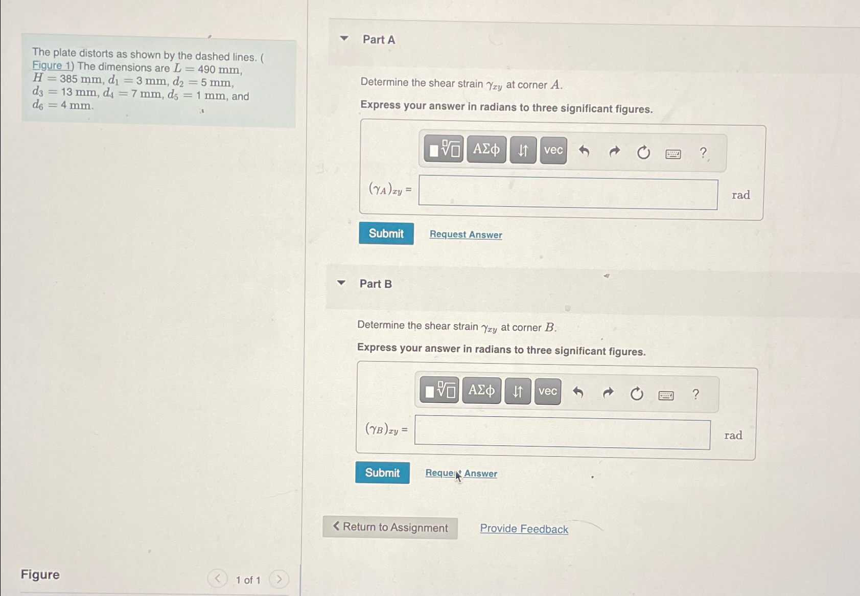 The plate distorts as shown by the dashed lines.