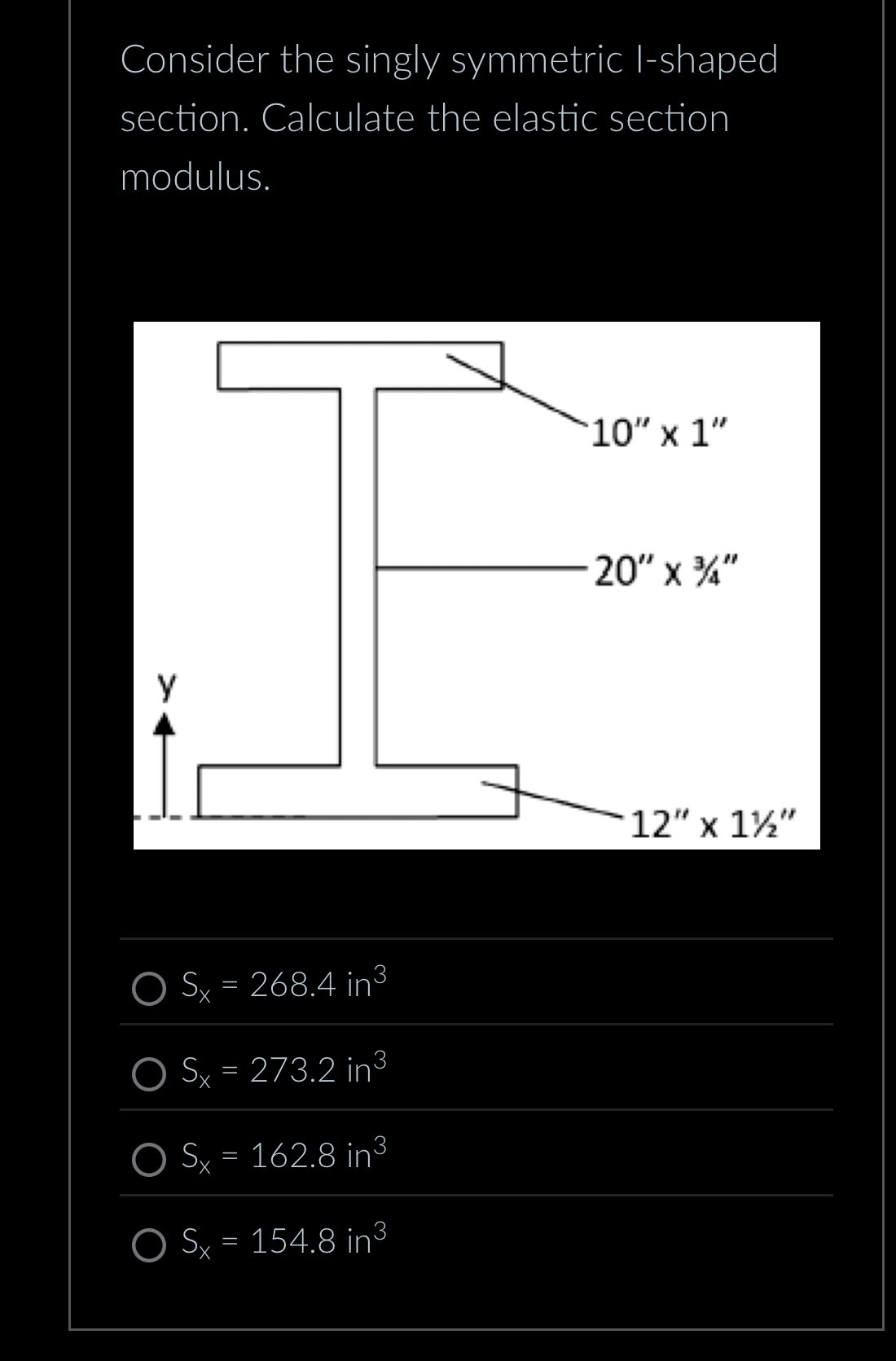 Consider the singly symmetric I - shaped section.