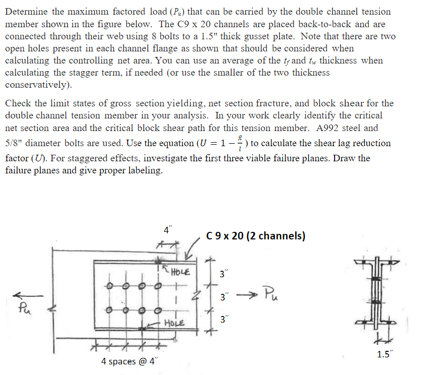 Determine the maximum factored load ( P u ) that