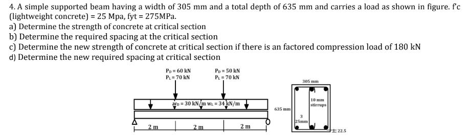 A simple supported beam having a width of 3 0 5 m