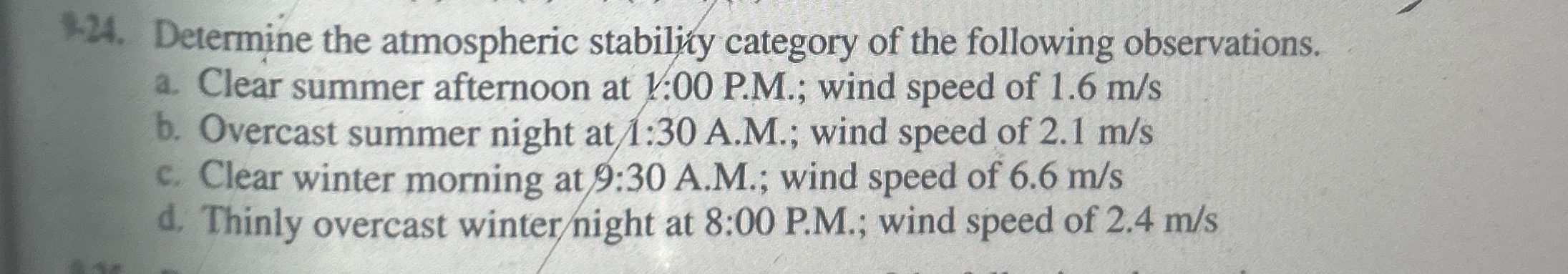 Determine the atmospheric stability category of