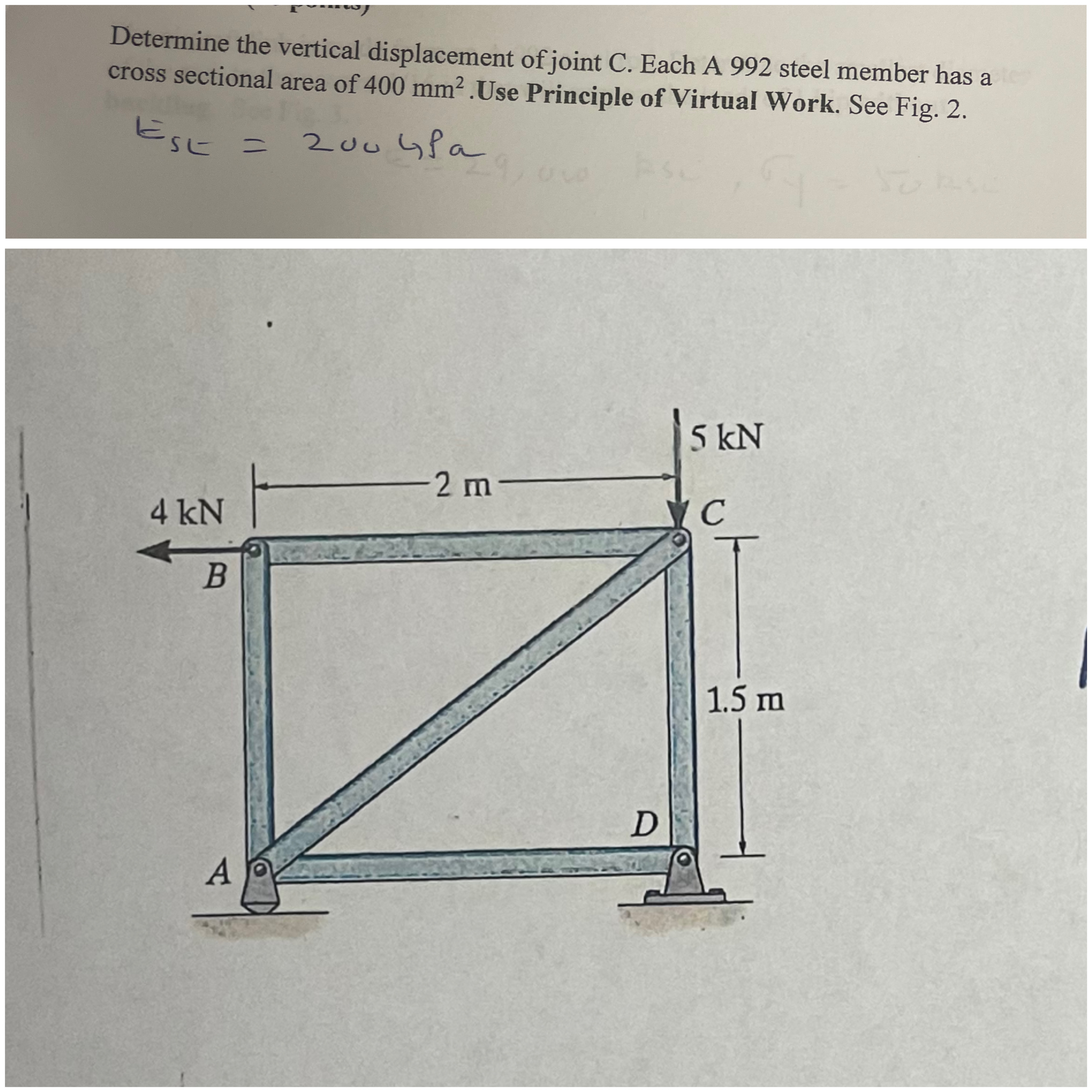 Determine the vertical displacement of joint C .