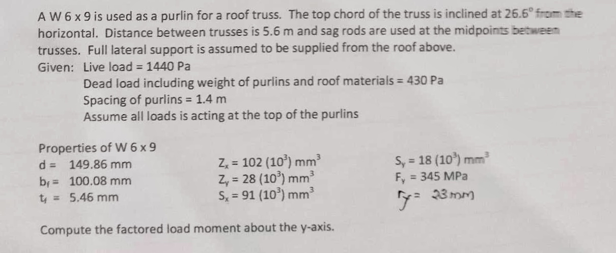 In steel design 2 0 1 5 roof purlin A W 6 9 is