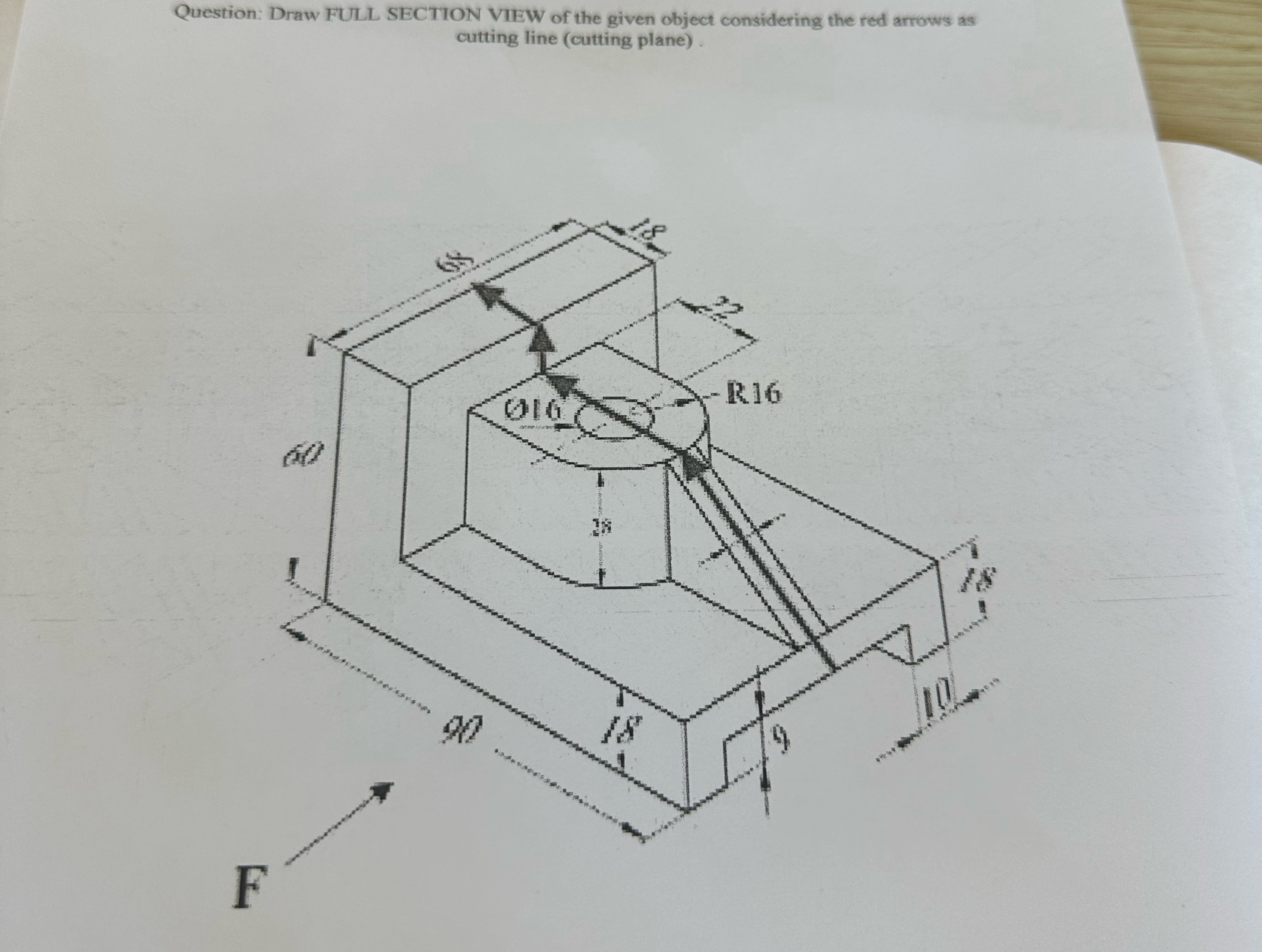 Question: Draw FULL SECTION VIEW of the given