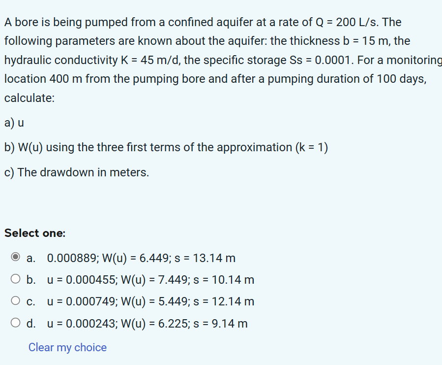 A bore is being pumped from a confined aquifer at