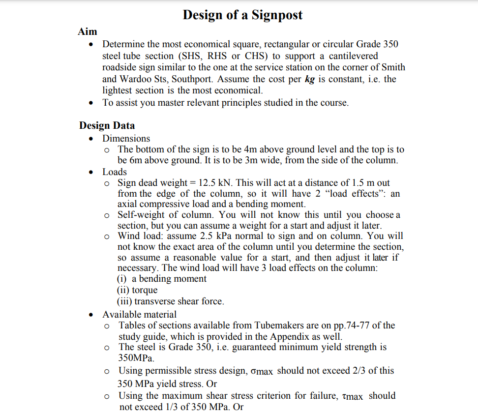 Design of a Signpost Aim Determine the most
