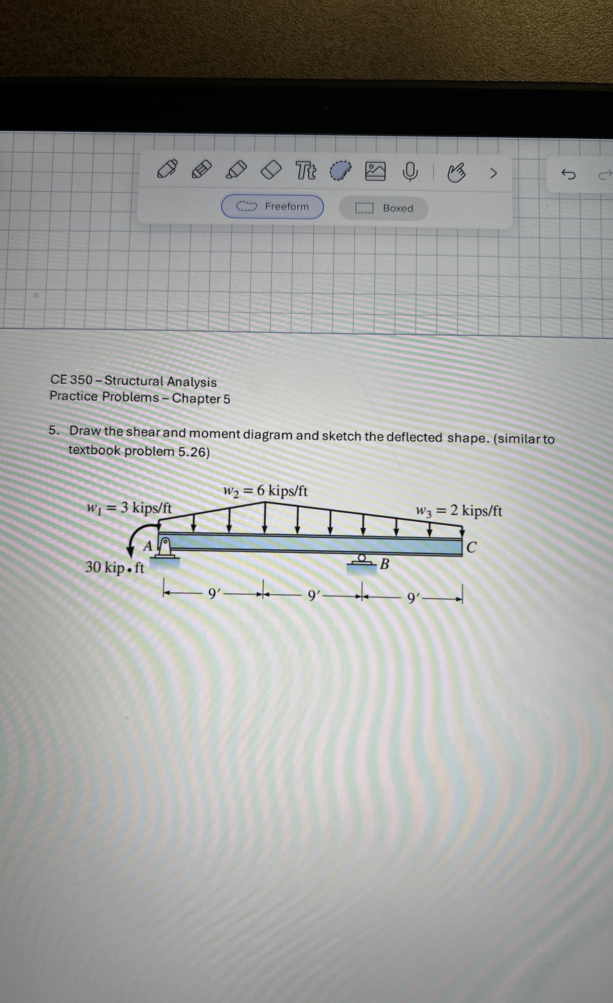 CE 3 5 0 - Structural Analysis Practice Problems