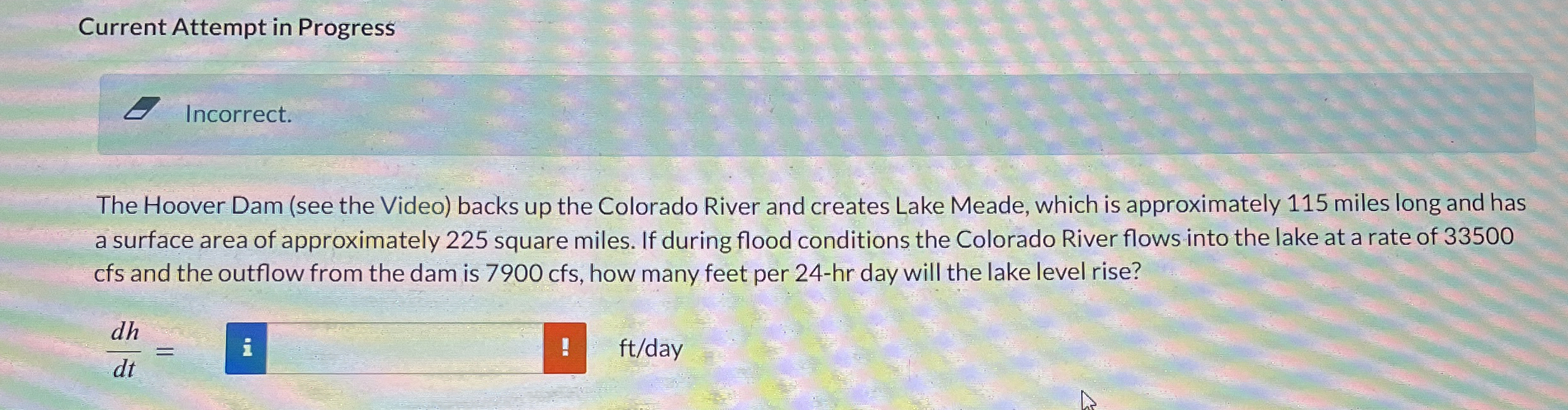 Current Attempt in Progress Incorrect. The Hoover