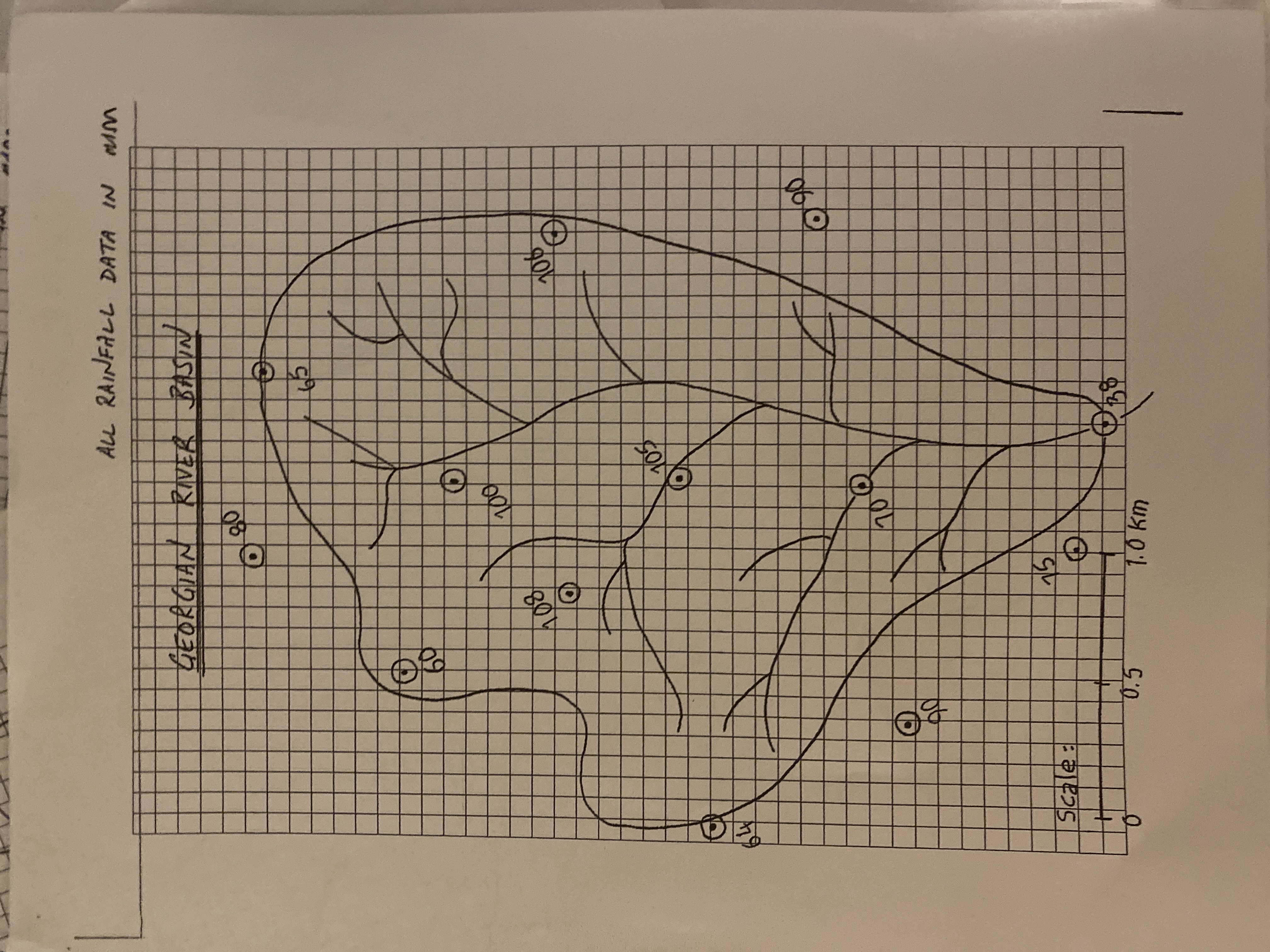please draw an isohyetal map using the provided
