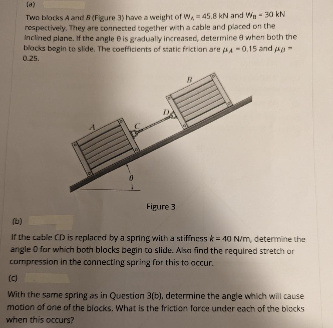 ( a ) Two blocks A and B ( Figure 3 ) have a