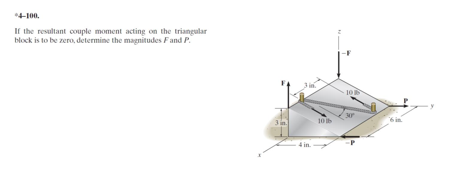 Determine magnitudes of F and P