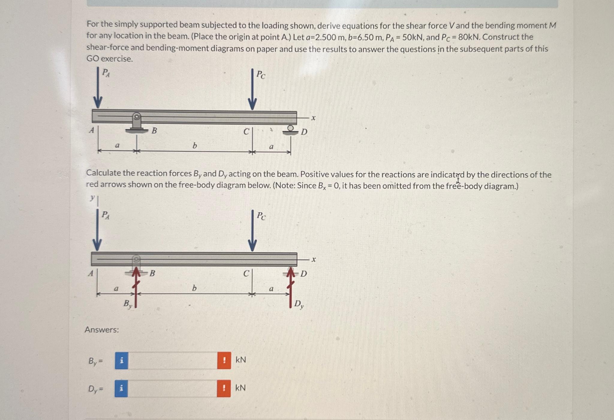 Determine the bending moment acting at each of