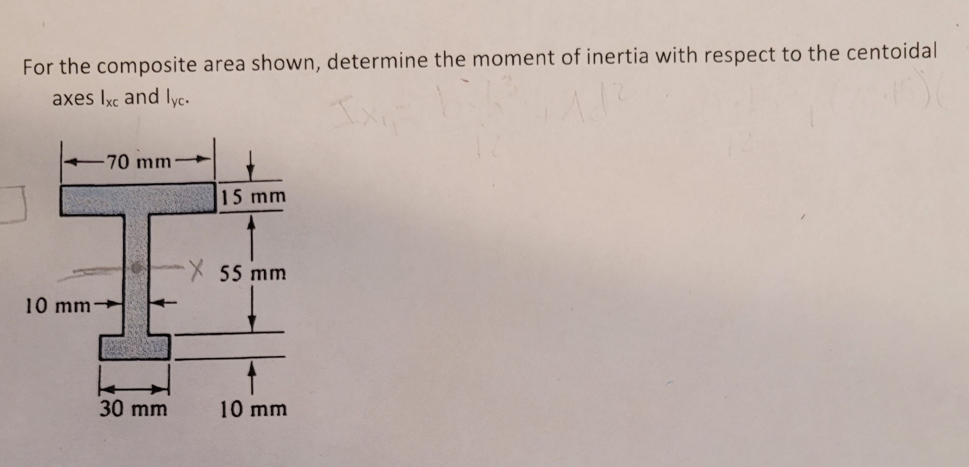 For the composite area shown, determine the
