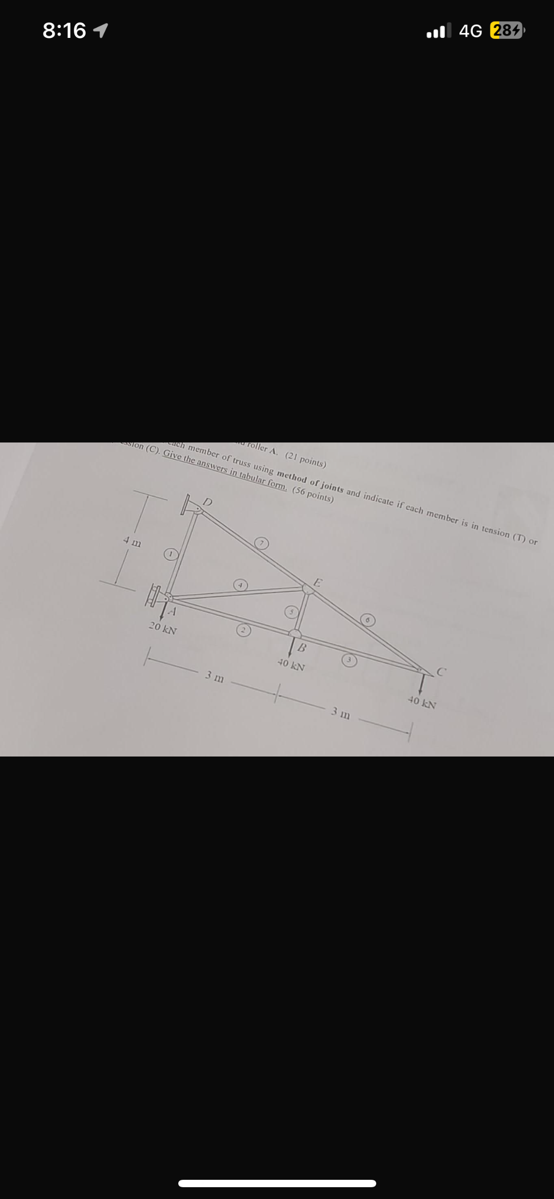 ( C ) . Givethember of truss usinger A . ( 2 1