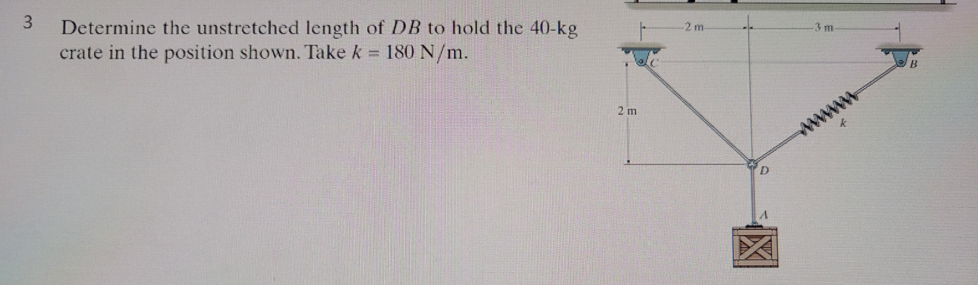 3 Determine the unstretched length of D B to hold