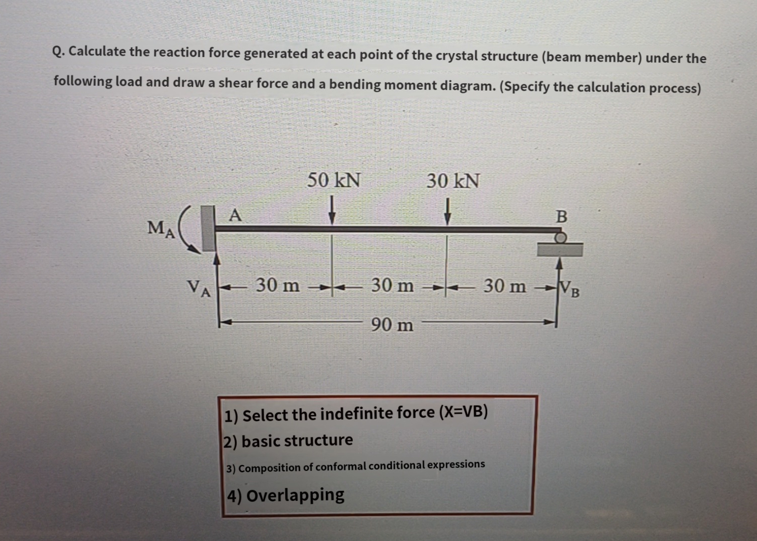 Q . Calculate the reaction force generated at