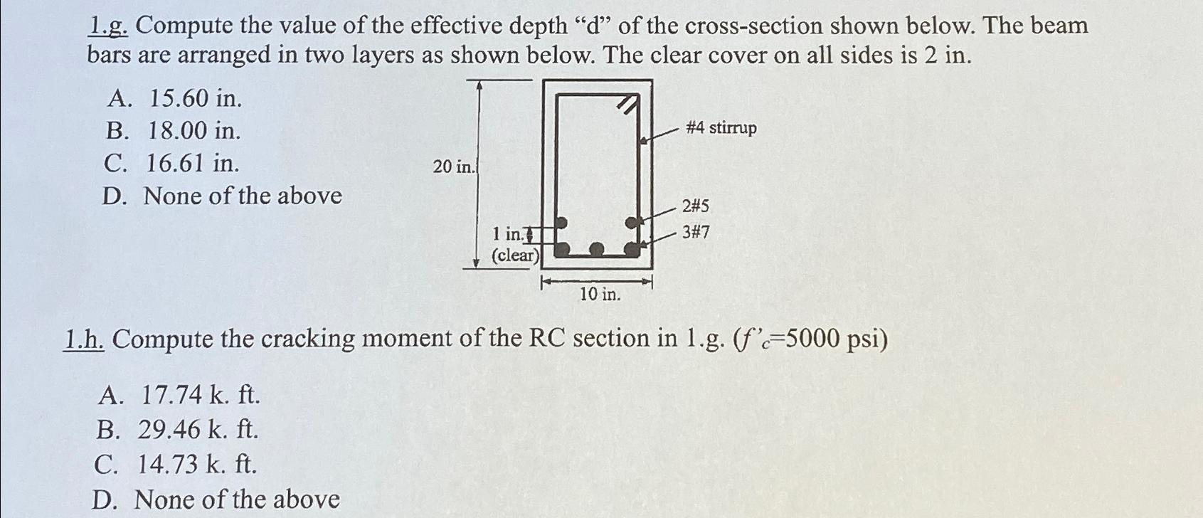 1 . g . Compute the value of the effective depth