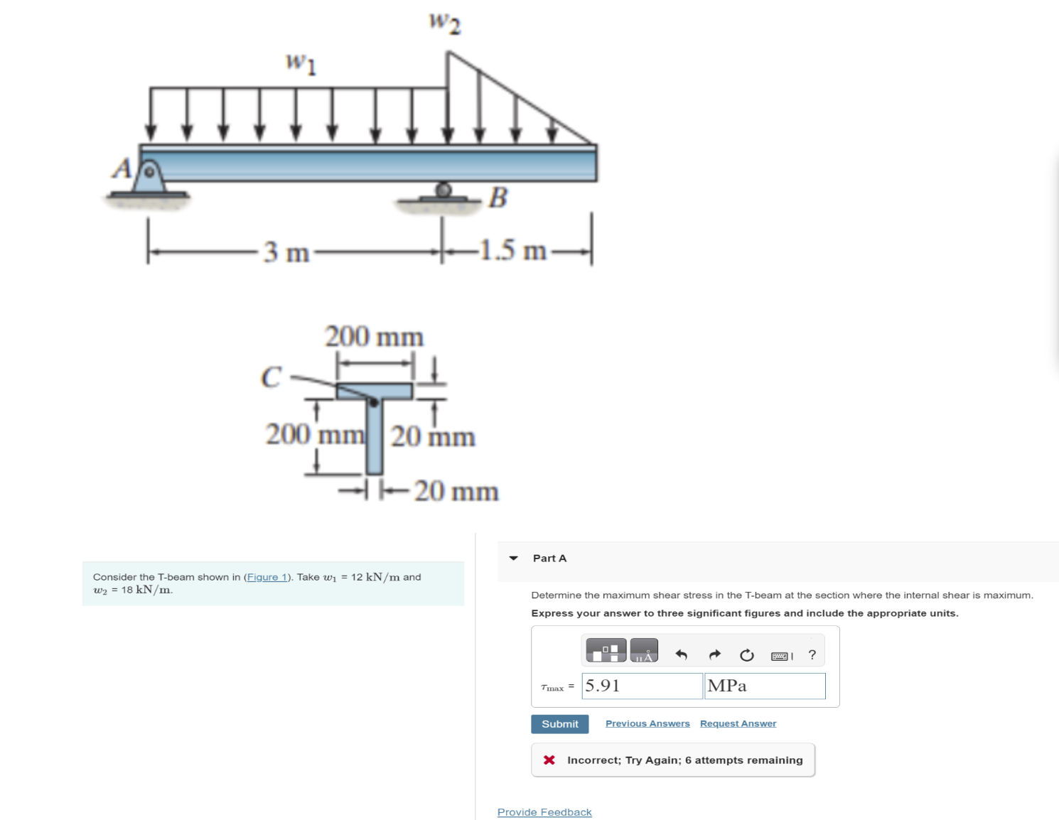Part AConsider the T - beam shown in ( Figure 1 )