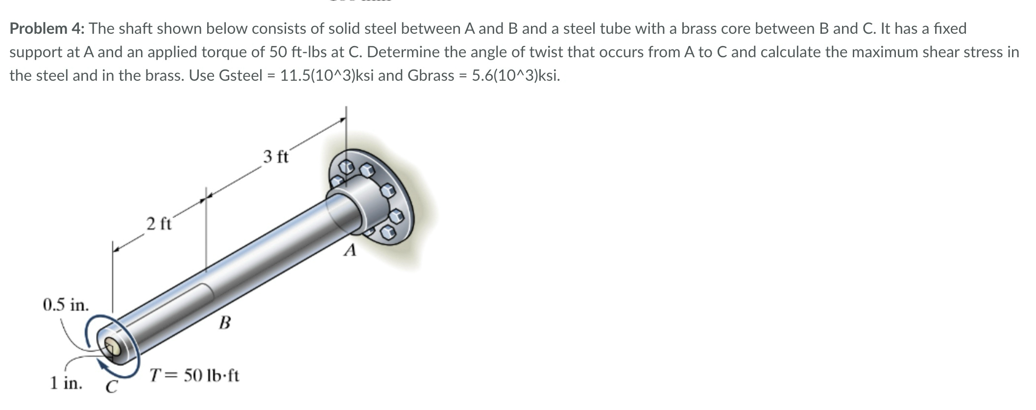 Problem 4 : The shaft shown below consists of
