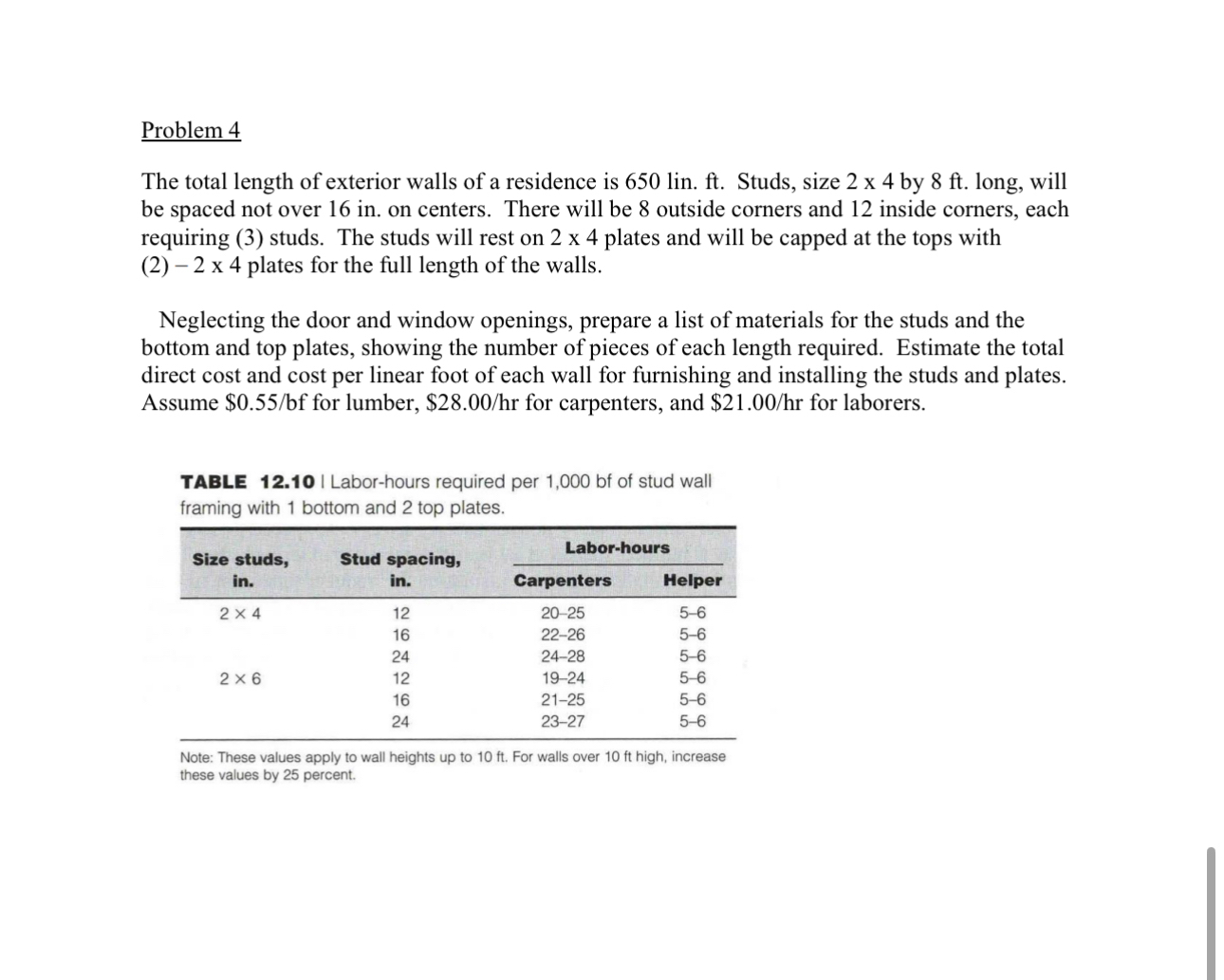 Problem 4 The total length of exterior walls of a