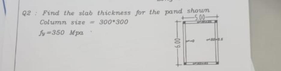 Q 2 : Find the slab thickness for the F Column
