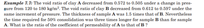 Example 7 . 7 : The void ratio of clay A